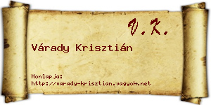 Várady Krisztián névjegykártya